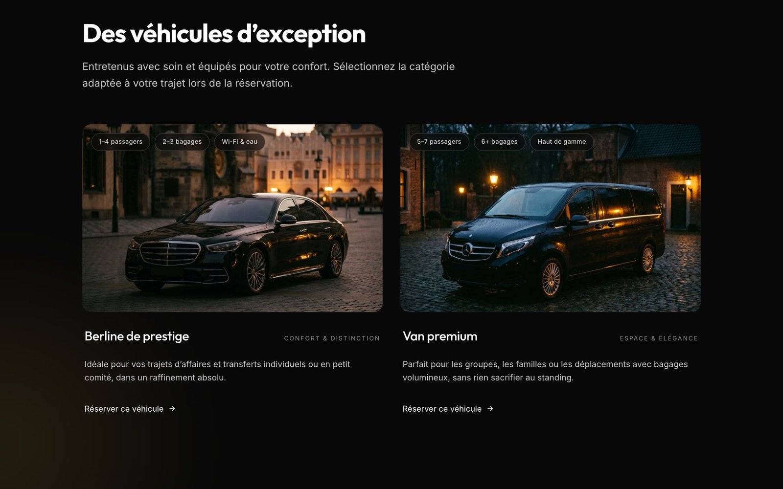 Treich Drive, la flotte : berline de prestige et van premium